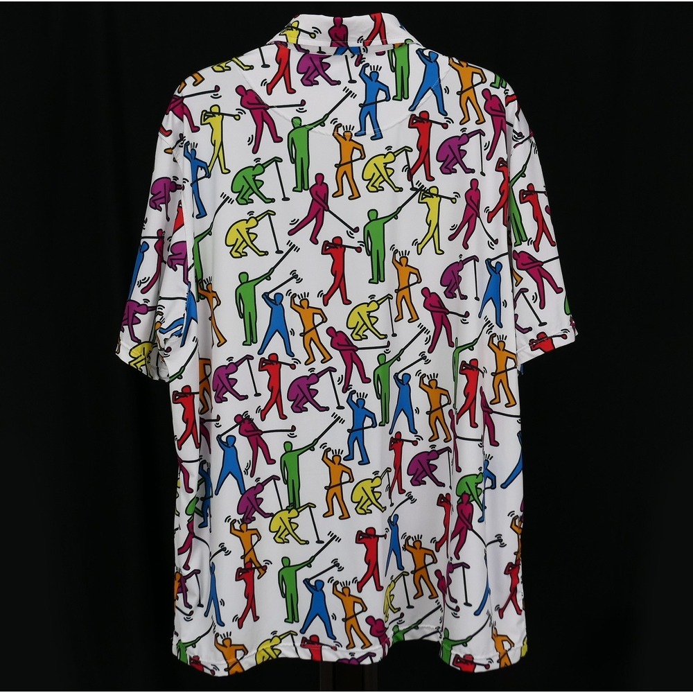Royal & Awesome Golf Polo Mens 2XL White Luxury Preppy Keith Haring Style - Picture 3 of 5